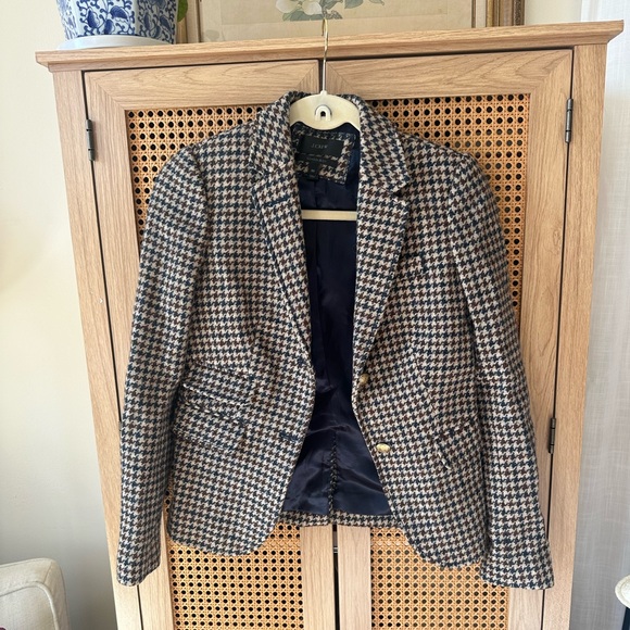 EUC J. Crew Schoolboy Wool Blazer Houndstooth Tweed+00 - Picture 3 of 6